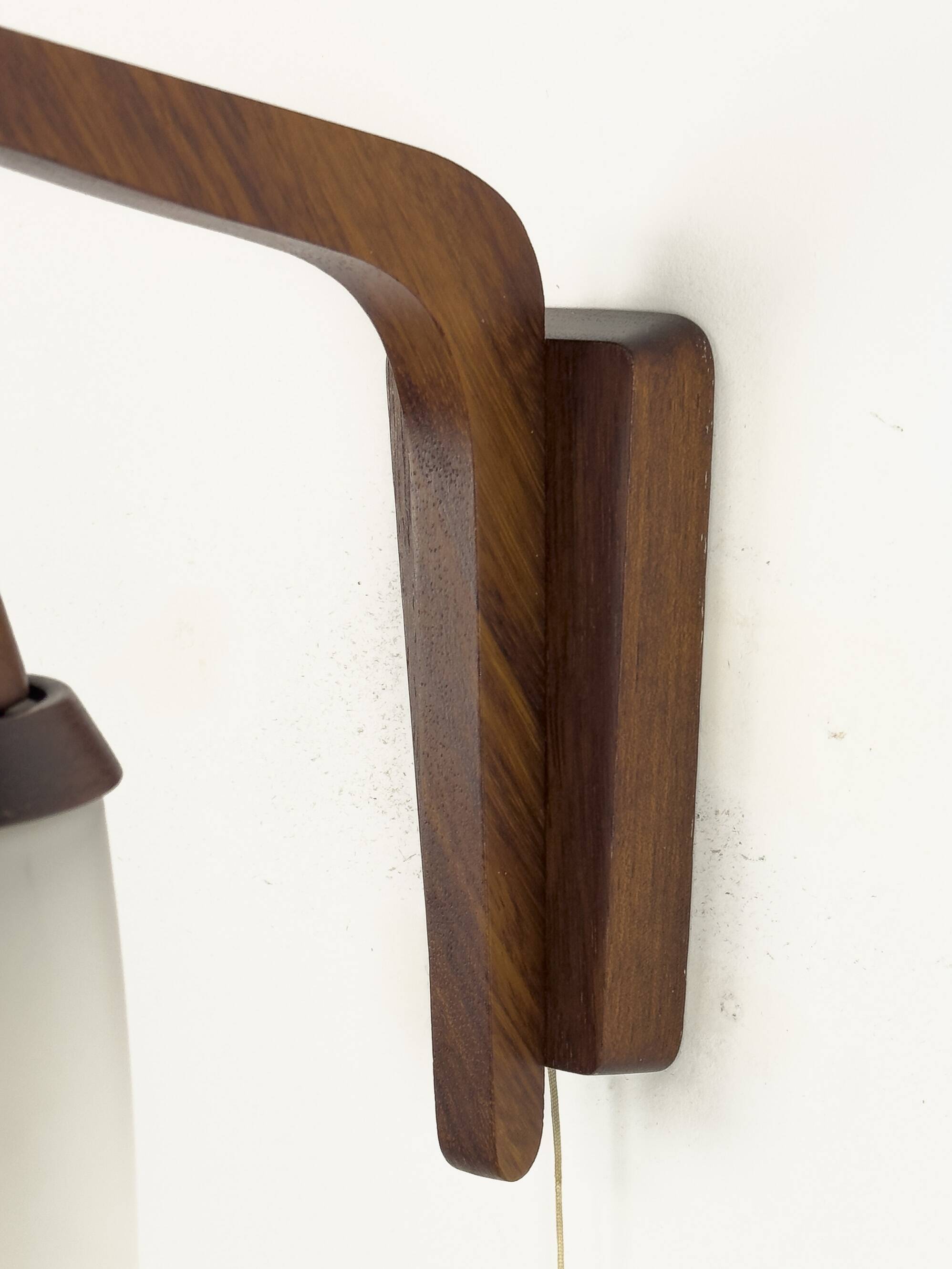 Wall light in teak and opaline glass, 1960s