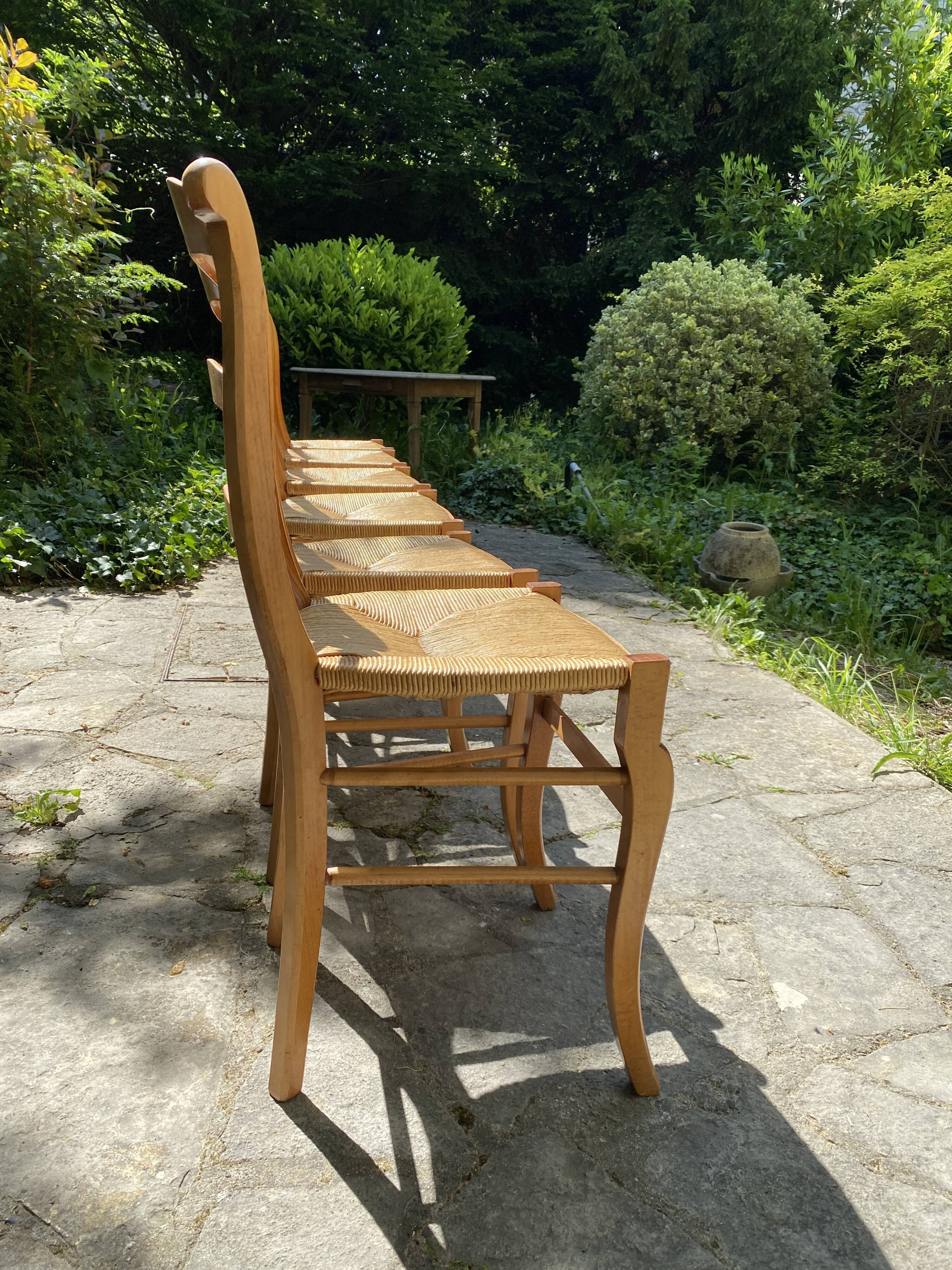 Set de 6 chaises en paille