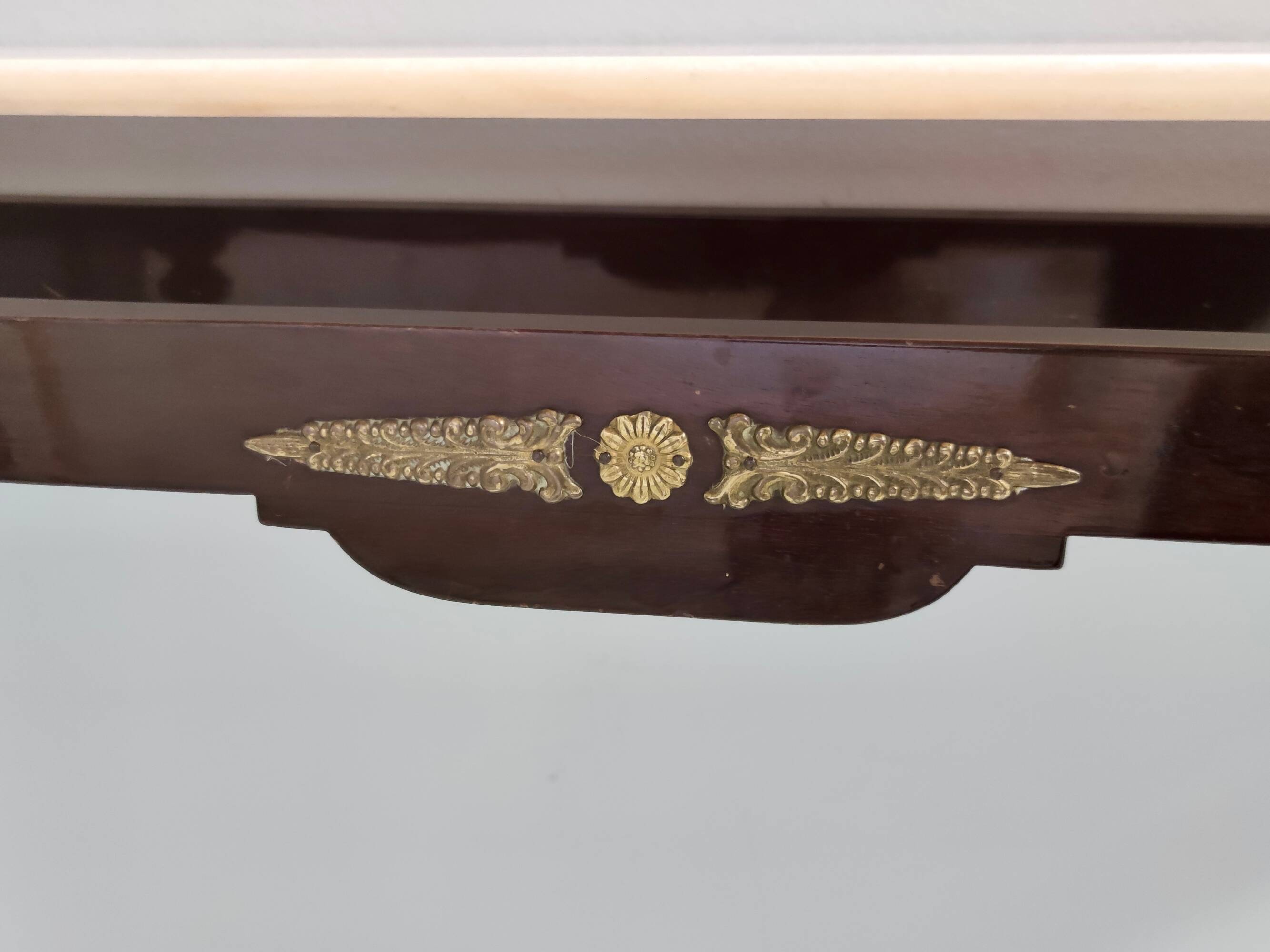 Vintage beech console table with portuguese pink marble top, italy
