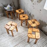Set of 6 Olof Ottelin stools, Finland 1950.