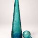 Large decorative turquoise blue textured glass carafe – Vintage