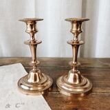 Duo of brass candle holders