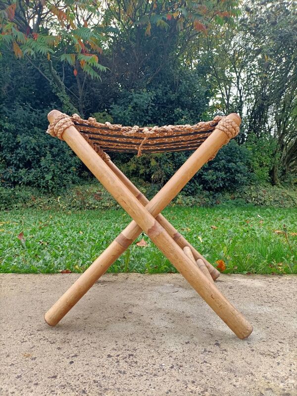 Tabouret rétro bambou