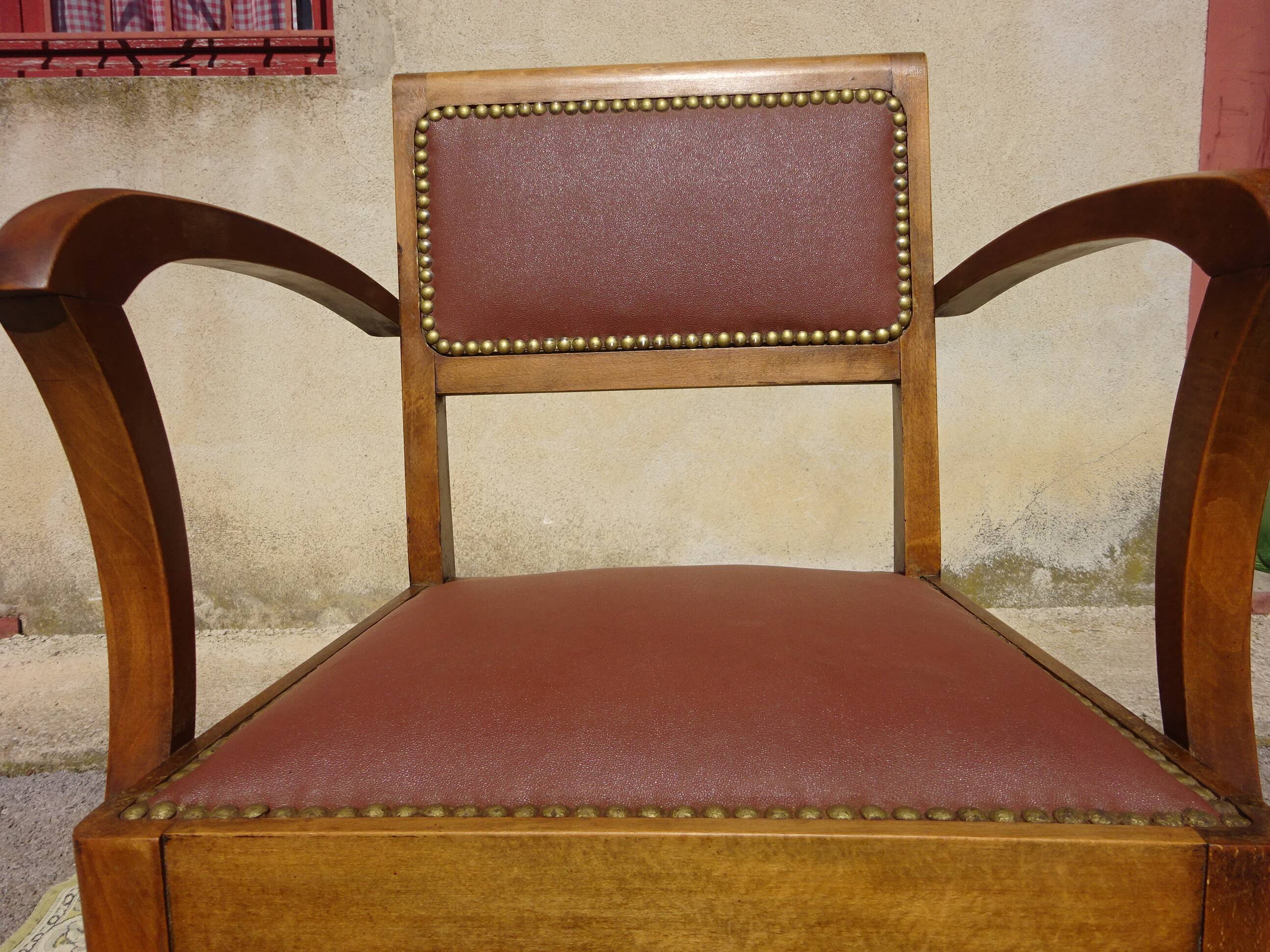 Matching set of 1 bridge armchair and 2 Art Deco chairs.