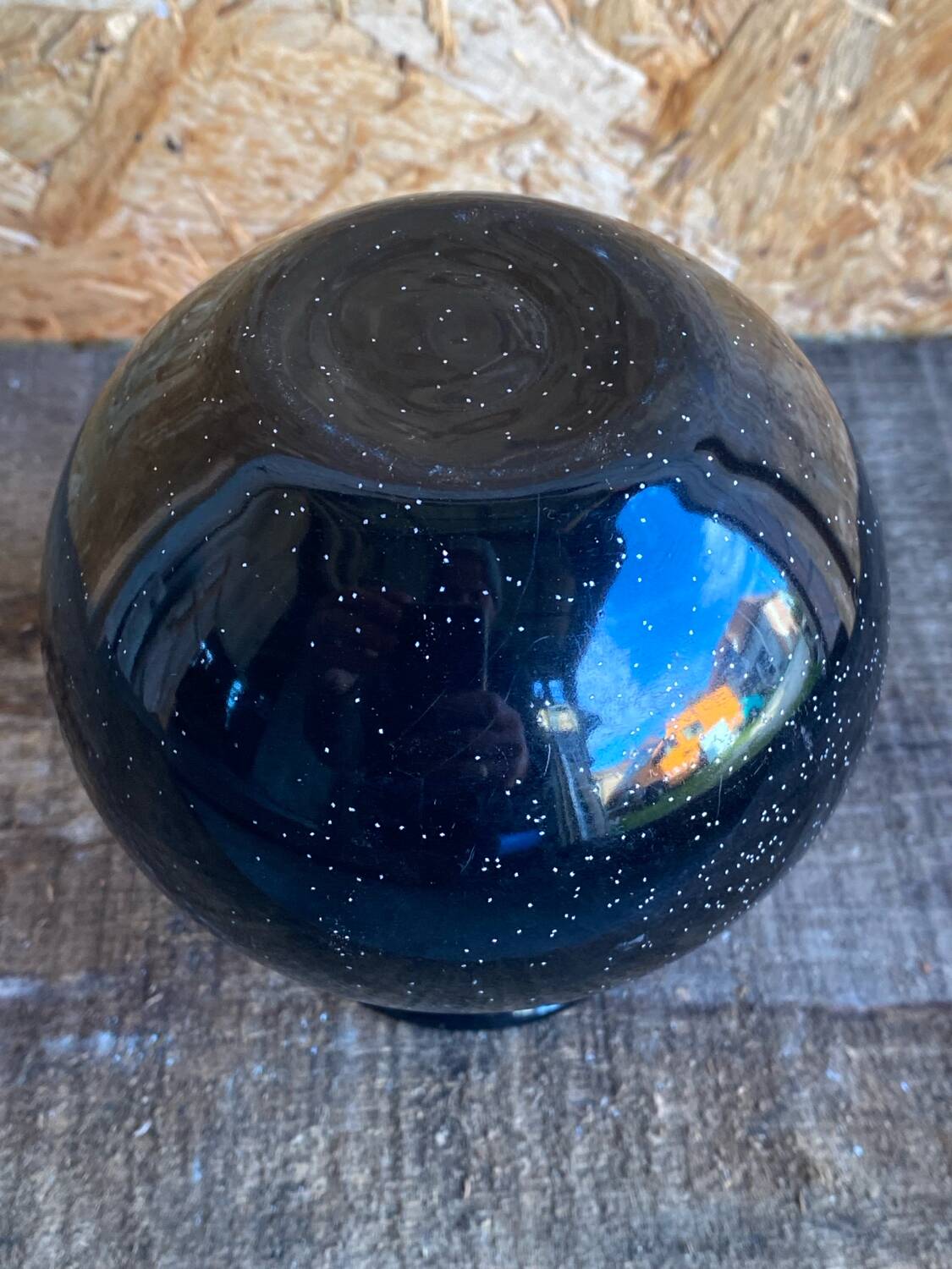 Vintage Black Inlaid Glass Vase International Design LA GALLERIA