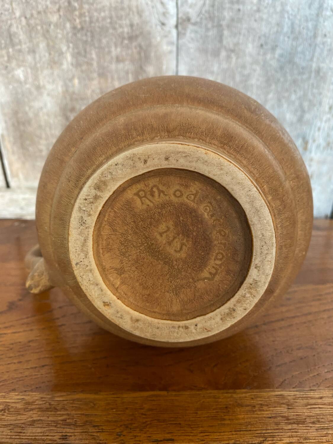 Antique rhodaceram pitcher beige stoneware made in france vintage