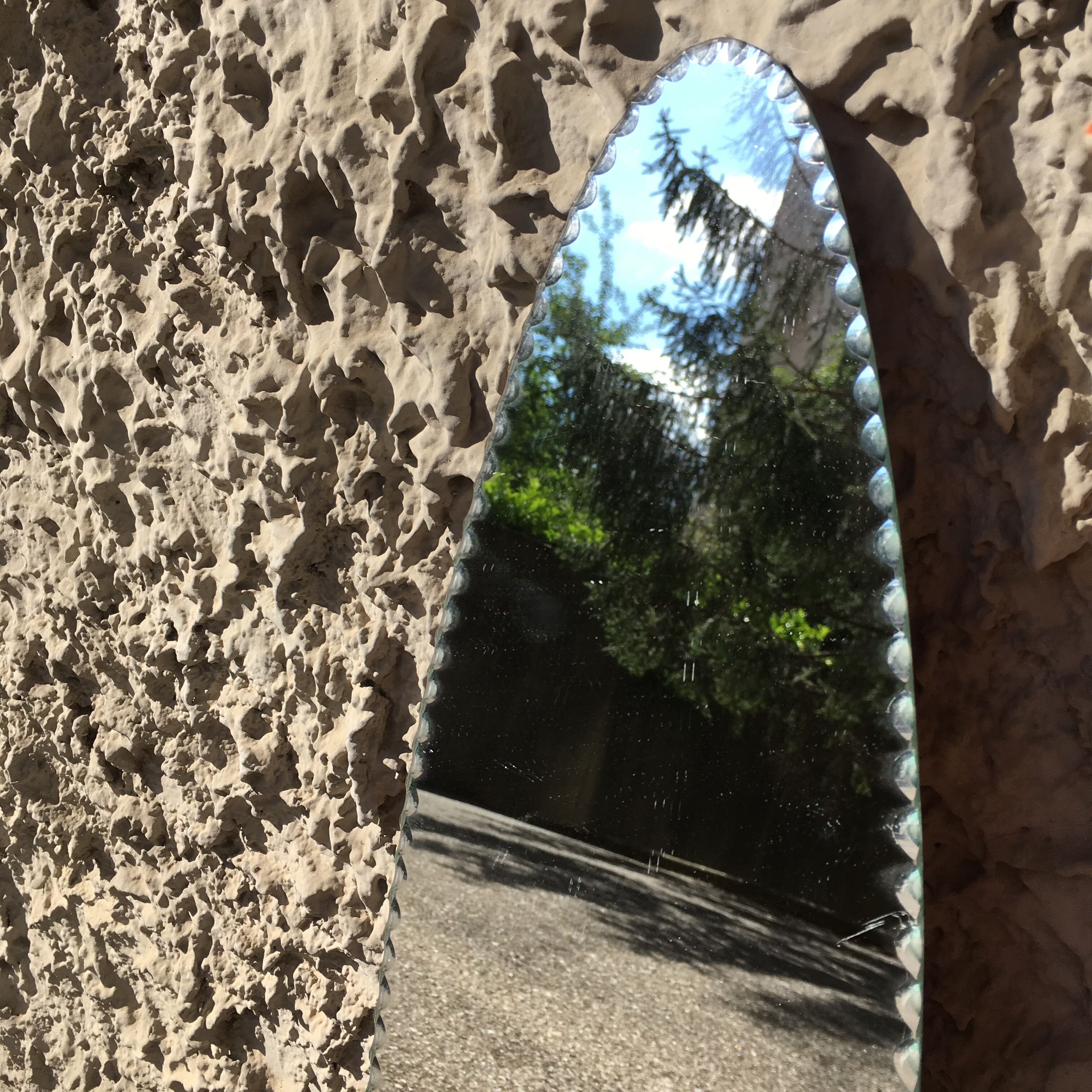 Long oval beveled mirror 60x17cm