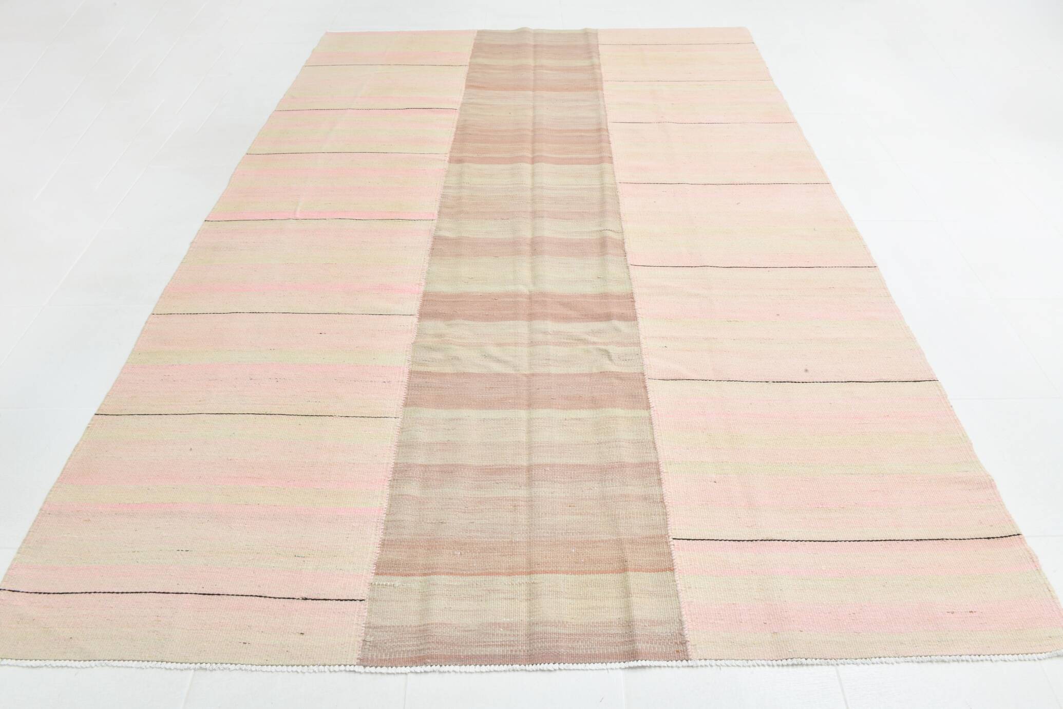 Tapis Kilim vintage noué à la main 7x11, 217x321 cm