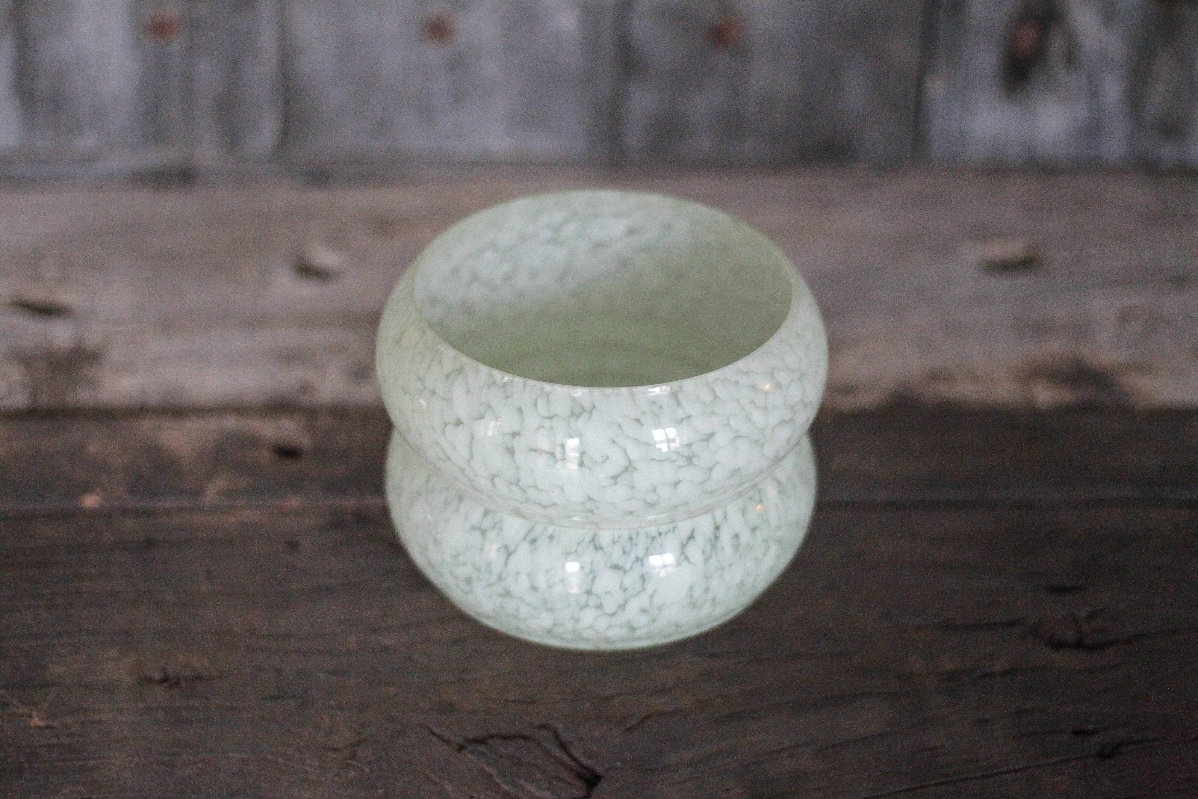 Pair of green Clichy glass lampshades, glass globe for suspension, globe.