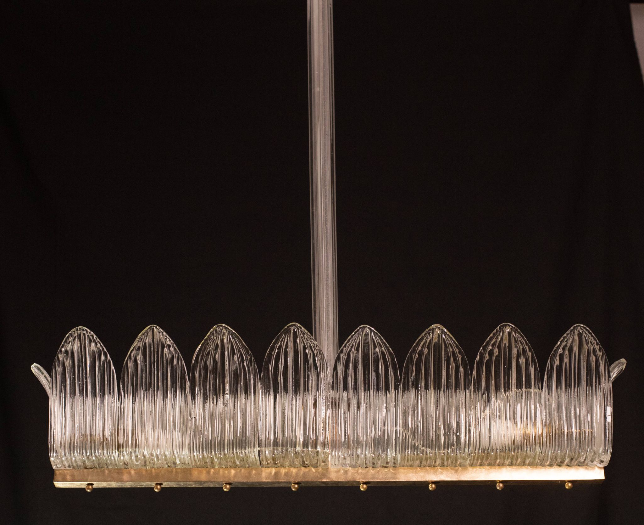 Luxury Large Size Art Decò Chandelier By Barovier e Toso, Murano Glass, 1940