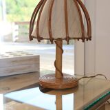 Louis Sognot rattan lamp, 1950s-60s
