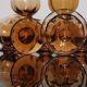 Set of 8 old vintage 70's amber brown cut glass glasses