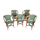 Lot 7 green chairs terrace rattan a 50´s 60´s