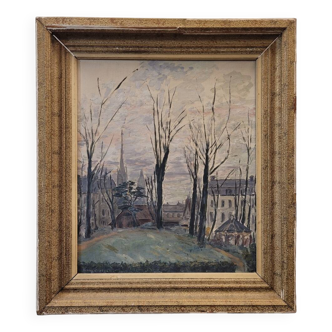 Oil on the link “Vista urbana en invierno”, Firmado “Henry Savoye”, pps. s. XX - France