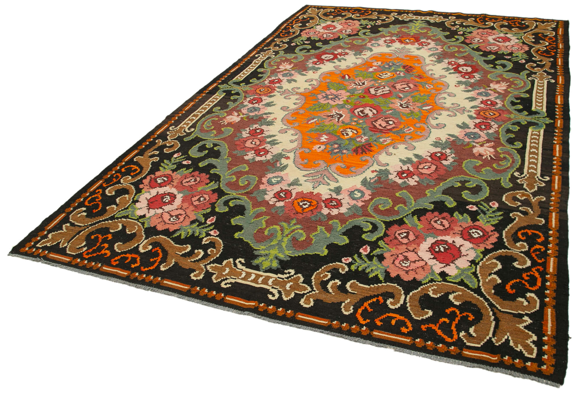 Handmade Vintage Moldov Black Kilim 210 cm x 320 cm - 23260