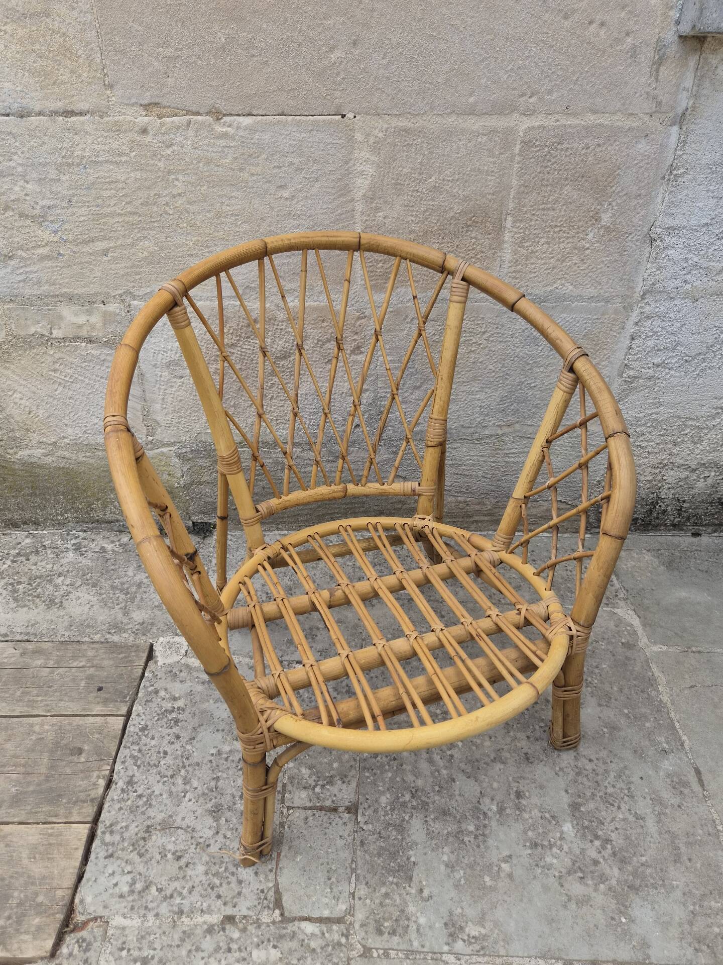 Salon de jardin Vintage en bambou et rotin - Années 60/70