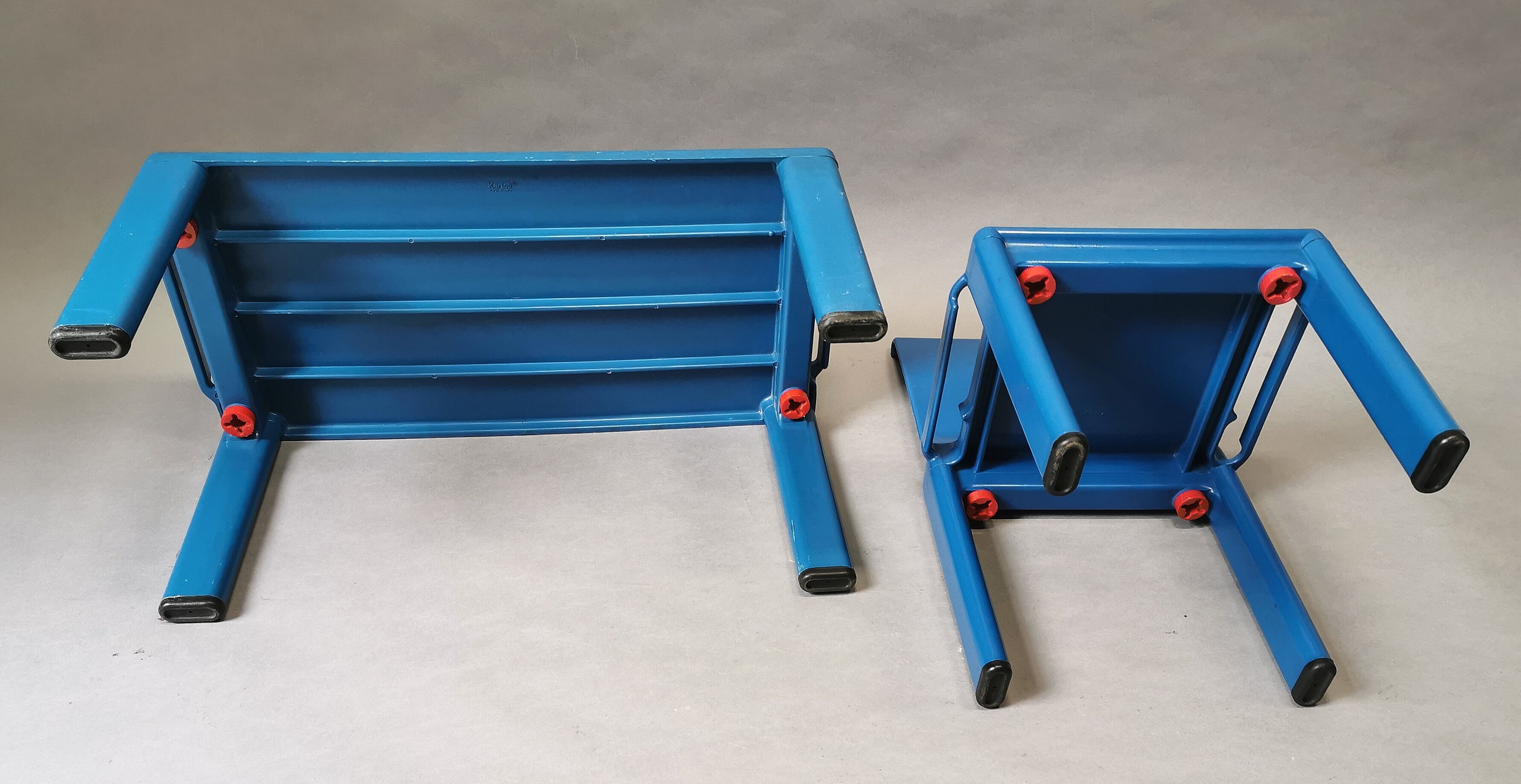 Blue chair and bench child kartell 70s