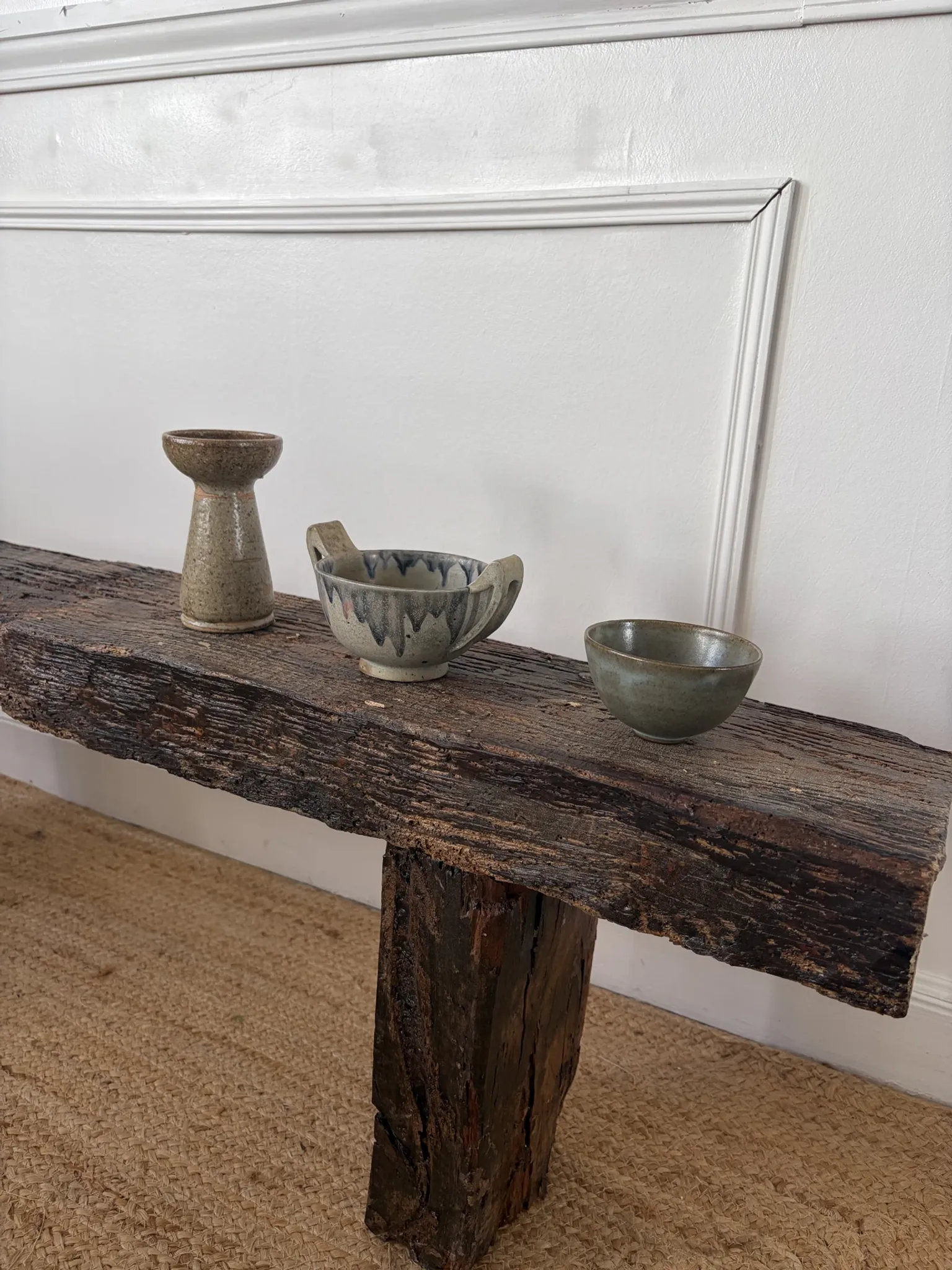 Wooden wabi-sabi bench