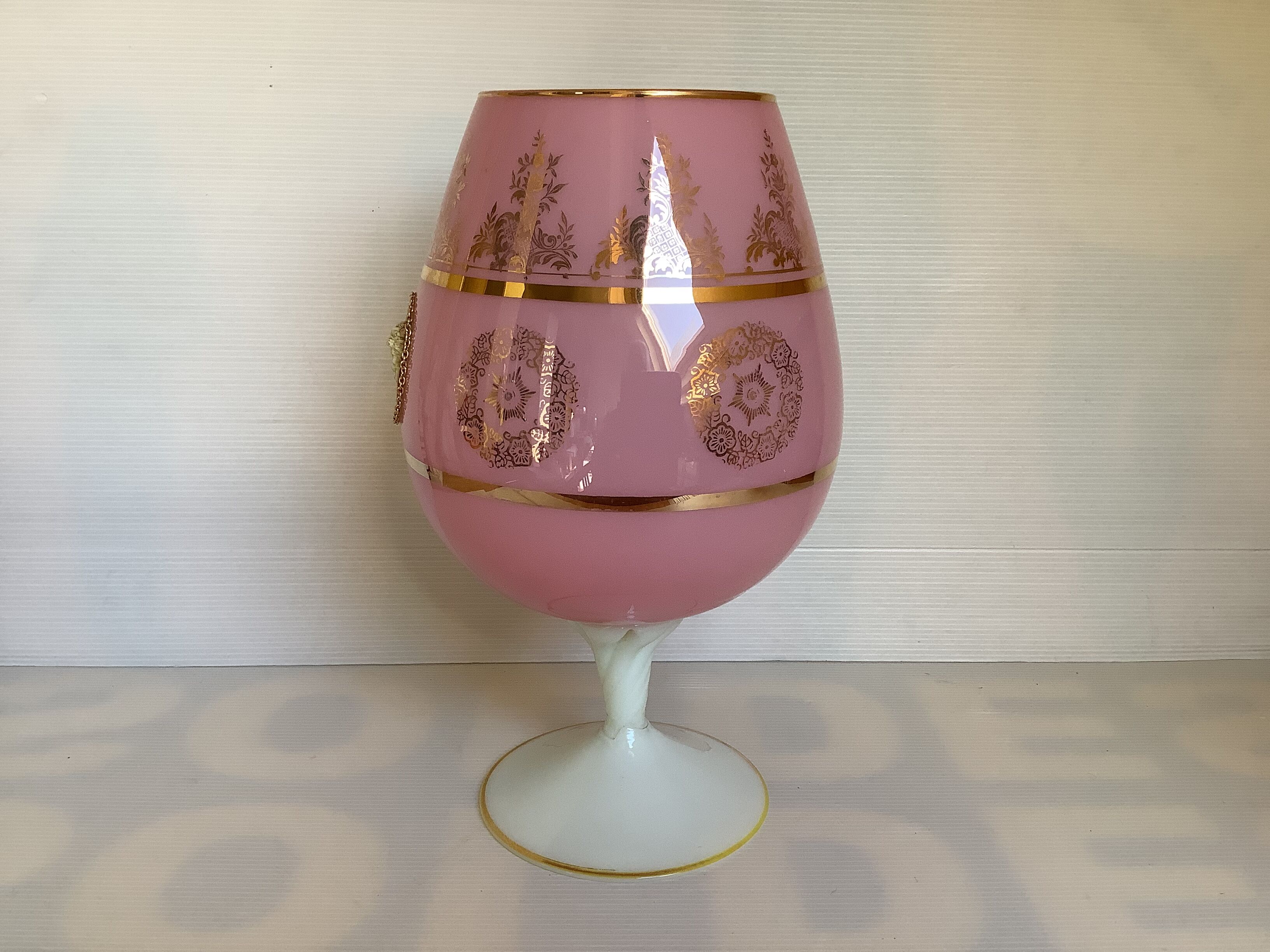 Pink opaline cameo vase