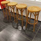 Set of 4 traditional cane stools