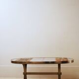 Oval coffee table in ceramic and metal – 1970s