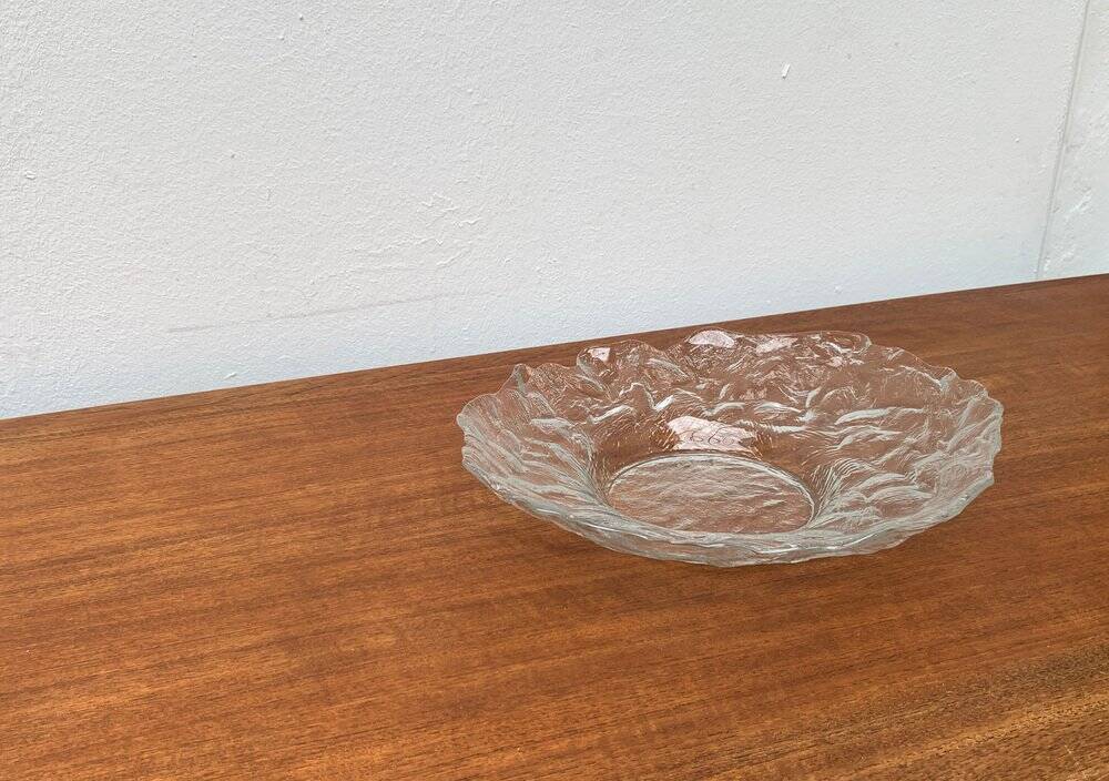 Vintage frosted glass bowl, 1970s.