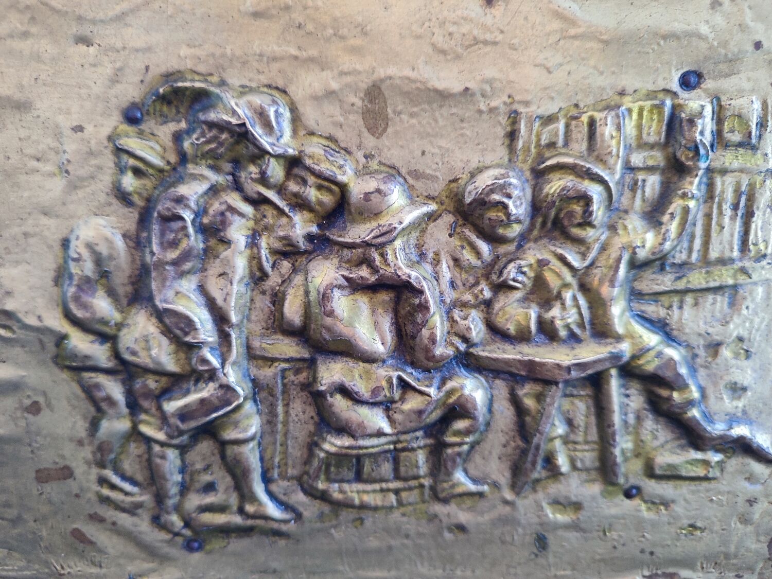 Old wooden box/casket covered with brass