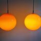 Paire de suspensions Space Age en opaline orange, 1970