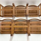 Set of 6 Maison Regain Chairs - Solid Elm and Fawn Leather - Circa 70