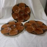 Set of 3 oyster and shellfish plates, Sarreguemines