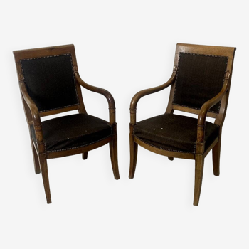 Pair of Louis Philippe gondola armchairs in mahogany