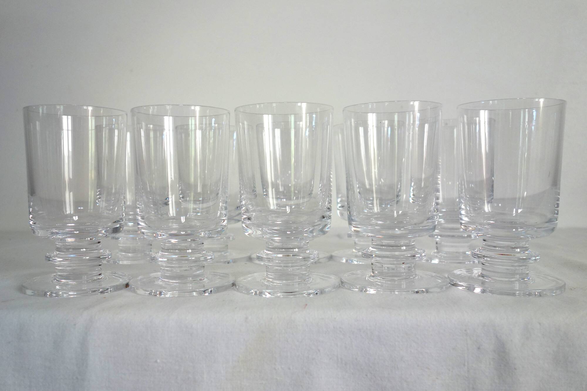Set of 10 vintage Sèvres crystal glasses, 1970s