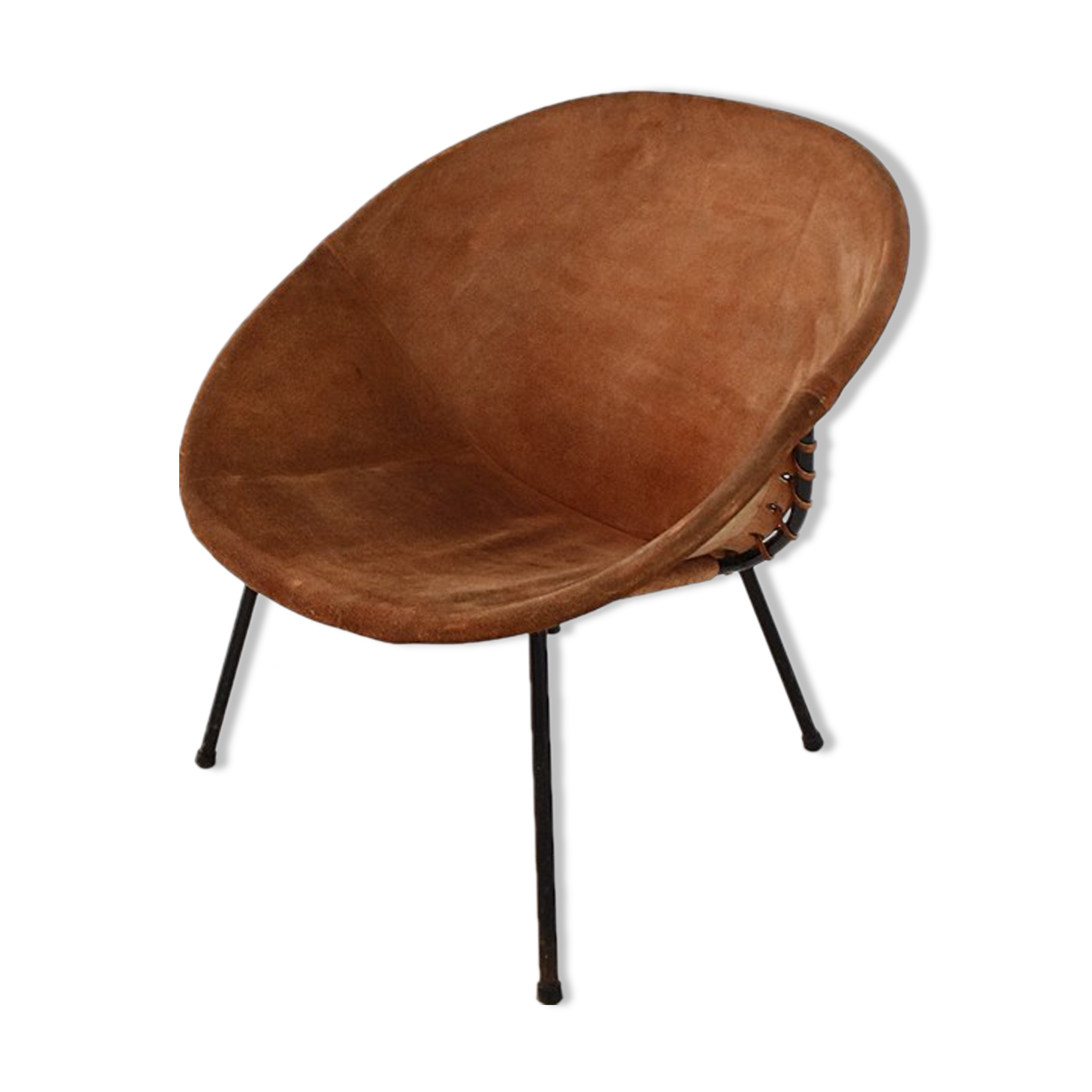 Vintage balloon suede easy chair, 1960s, Hungary