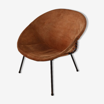 Vintage balloon suede easy chair, 1960s, Hungary