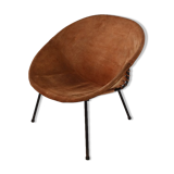 Vintage balloon suede easy chair, 1960s, Hungary