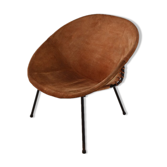 Vintage balloon suede easy chair, 1960s, Hungary