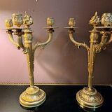Pair of gilded bronze candelabra