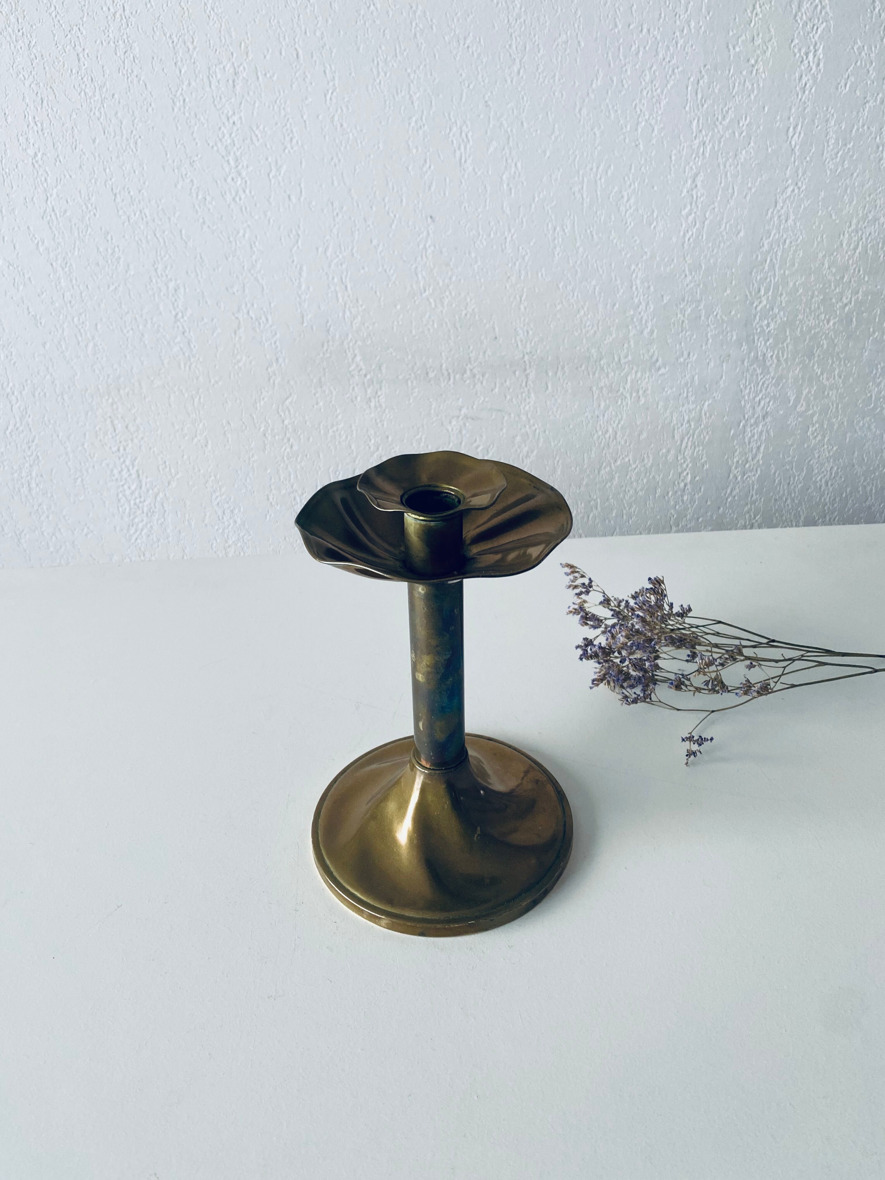 Antique golden brass candle holder