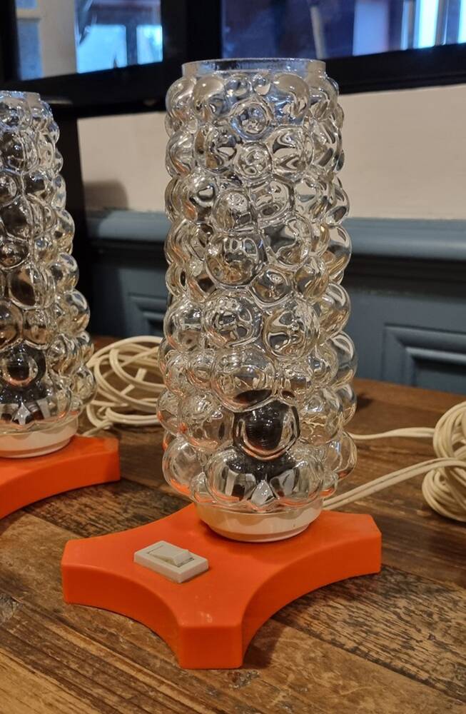 Pair of psychedelic Hawill table lamps, vintage, 70s.