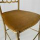 Set of 3 Chiavari chairs in brass with velvet seat and high back, 1950s, Italy.