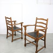 Chaises médiévales vintage en chêne, lot de 4