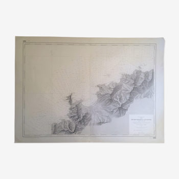 Old map of the sea / map marine of Cavalo Cape Island redhead - Publishe in 1956 - 106 cm x 76 cm