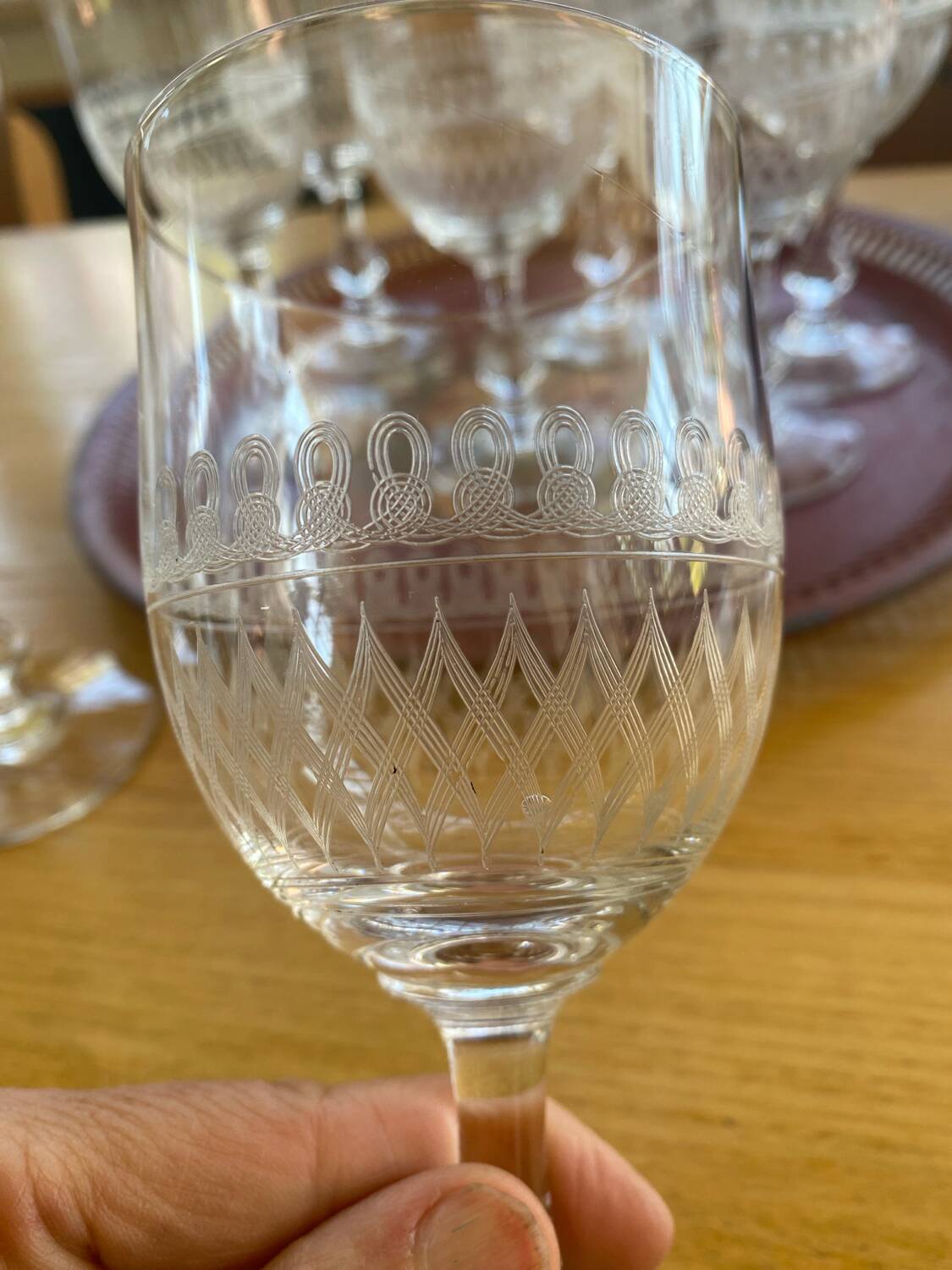 11 chiseled crystal wine glasses