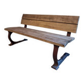 Banc de jardin vintage – chêne et fonte – vers les années 1960