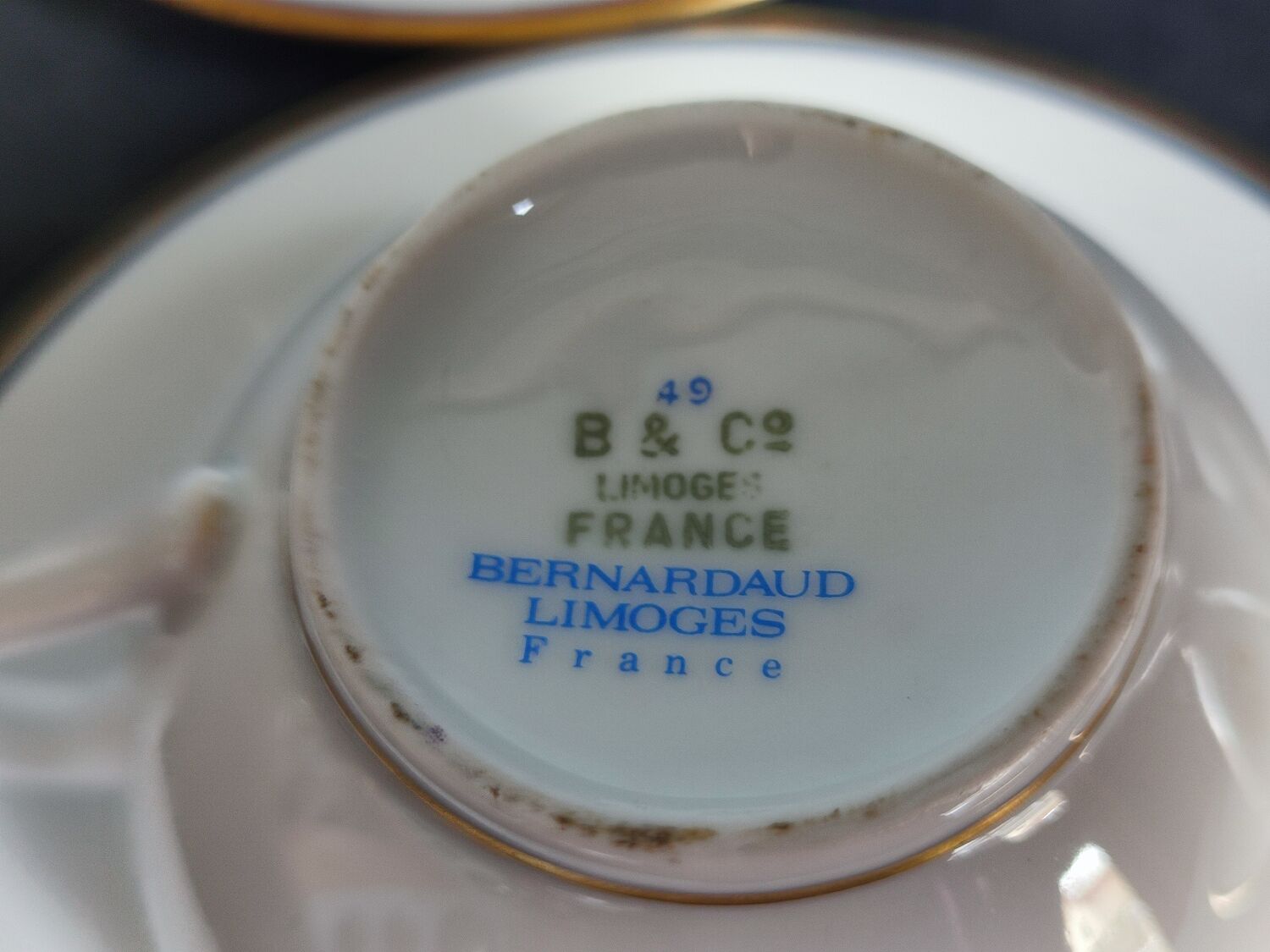 Set of 5 vintage Bernardaud Limoges porcelain cups