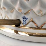 Pineapple Porcelain Table Lamp with Iridescent Glaze and Gold by Capodimont