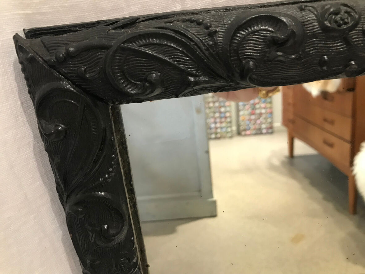 black painted wooden mirror - 33x47cm