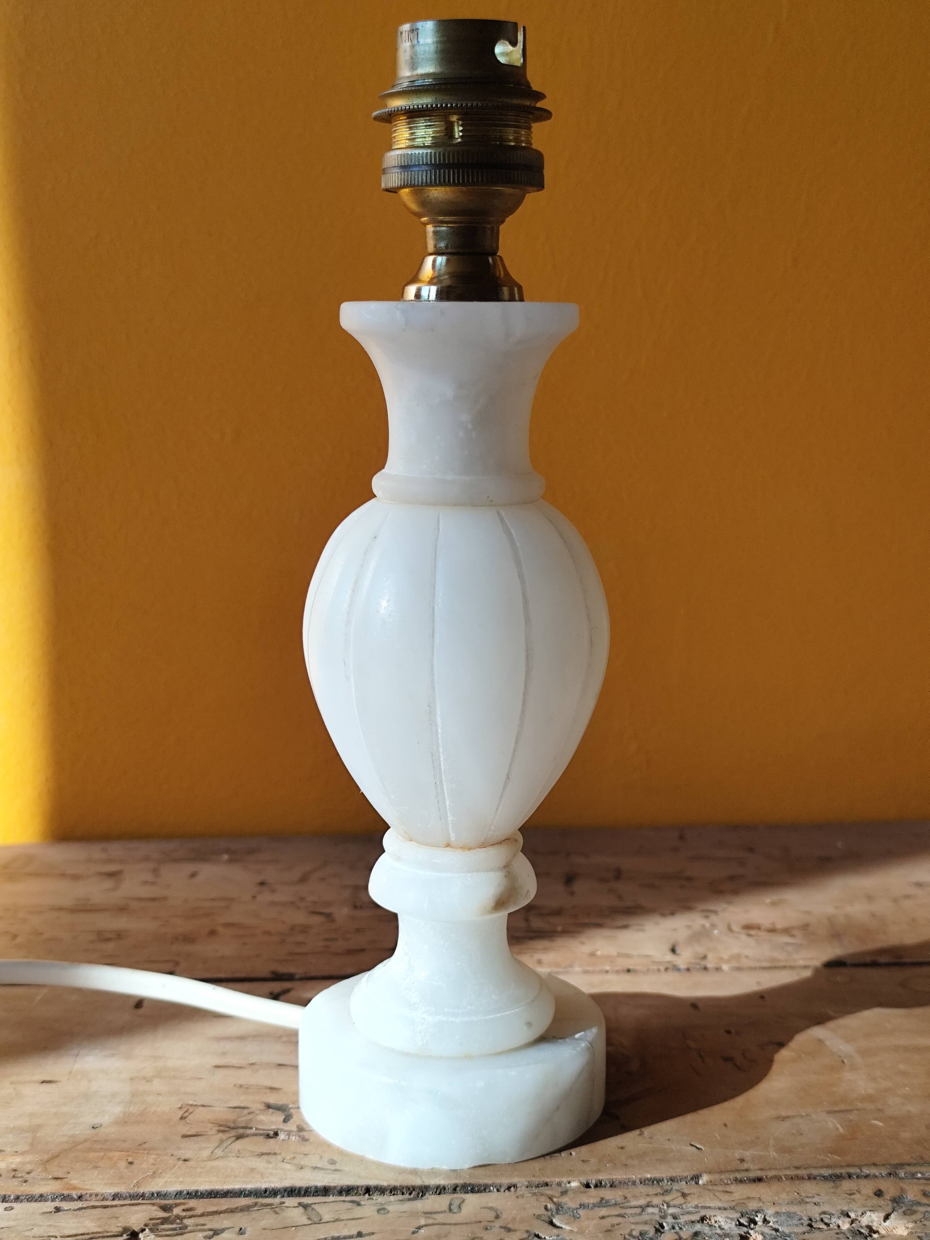Antique marble lamp base - white stone urn lamp