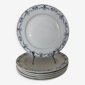 Old "Etruscan" flat plates in opaque porcelain from Gien Terre de Fer