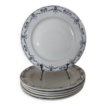 Old "Etruscan" flat plates in opaque porcelain from Gien Terre de Fer